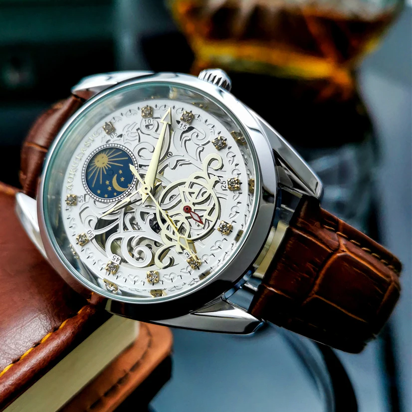 AOKULASIC 2023 Man Business Watches Male Luxury Mechanical Automatic Watch Men‘s Luminous Moon Phase Leather New Sport Clocks
AOKULASIC 2023 Man Business Watches Male Luxury Mechanical Automatic Watch Men‘s Luminous Moon Phase Leather New Sport Clocks