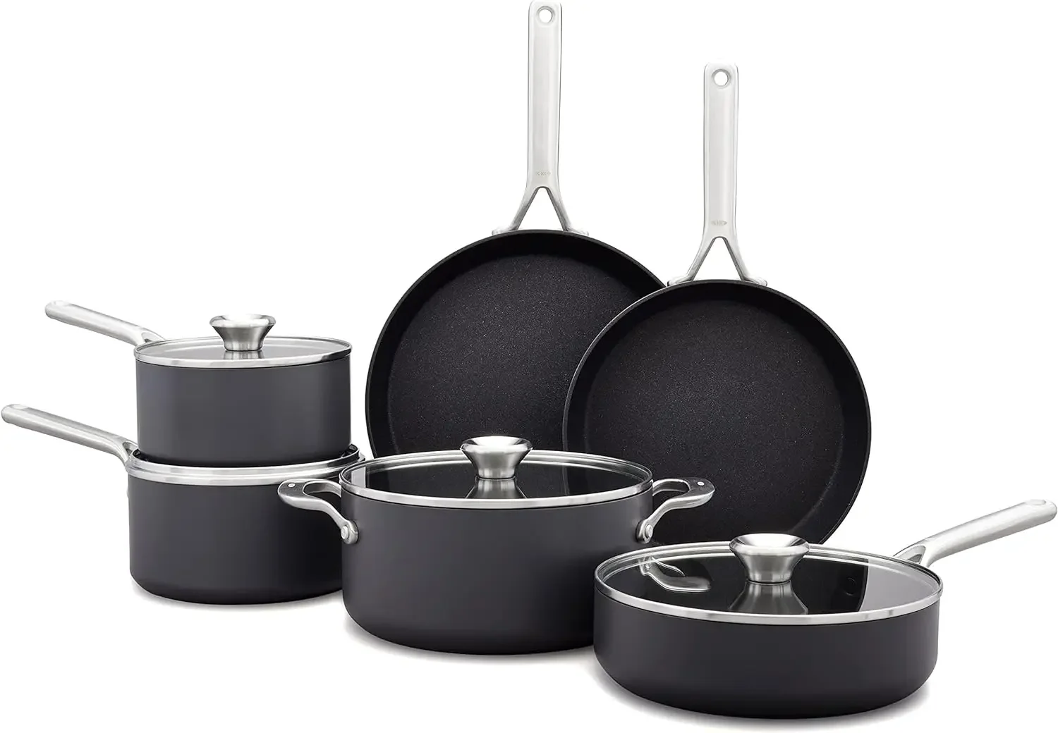 Professional 10 Piece Cookware Pots and Pans Set, Hard Anodized Ceramic Nonstick PFAS-Free, Stainless Steel Handles
Professional 10 Piece Cookware Pots and Pans Set, Hard Anodized Ceramic Nonstick PFAS-Free, Stainless Steel Handles