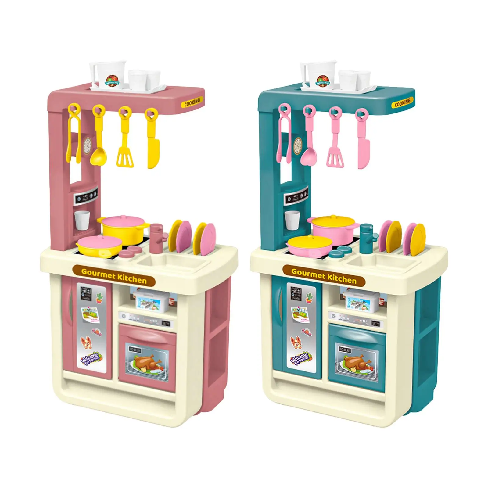 

43Pcs Kitchen Playset Toy Educational Developmental Food Play Dinnerware Set for Play Kitchen Outdoor Restaurant Dollhouse Gift