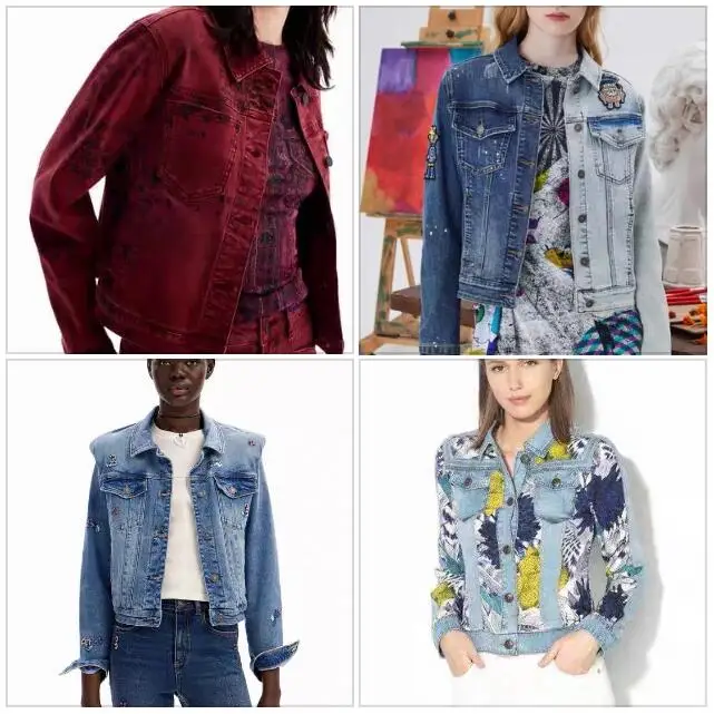 

Foreign trade Spain Desigual original single new jacket embroidery design floral ethnic style loose denim jacket 11