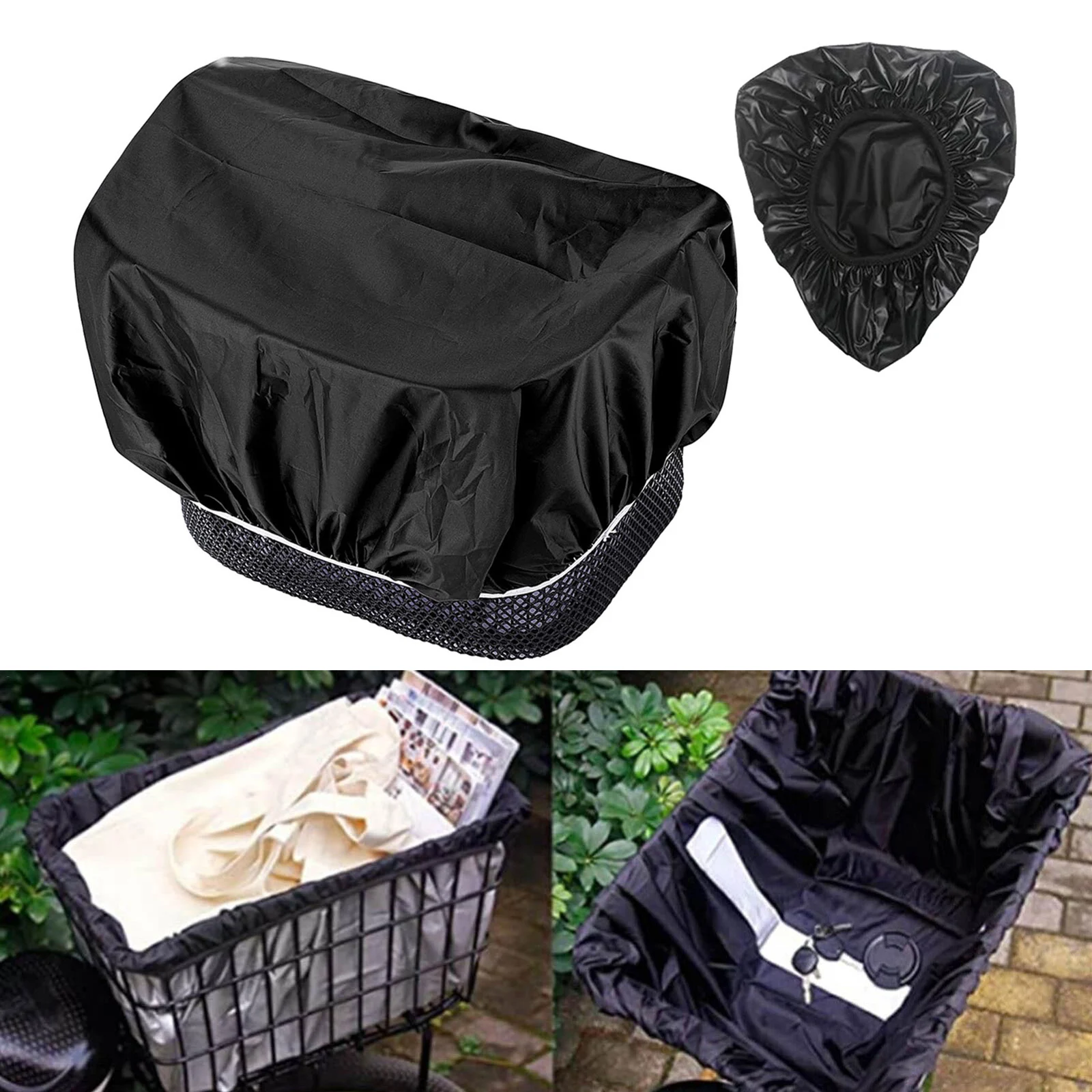 

Mountain MTB Road Bicycle Bike Cover Saddle And Basket 200g/set Black Oxford-Cloth Rainproof Waterproof For Most Bicycle Baskets