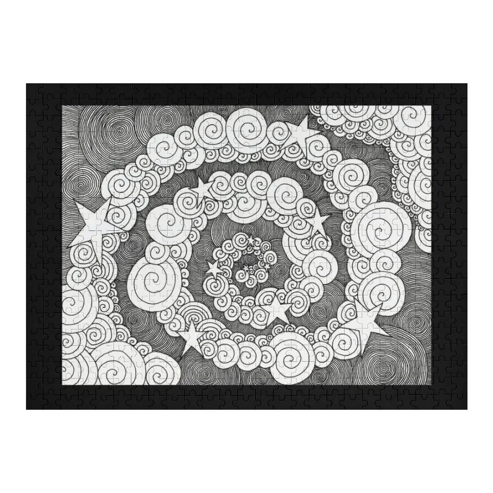 

Stars Down the Spiral Pen and Ink Swirling Art Doodle Art Jigsaw Puzzle Customized Kids Gift Personalized Name With Photo Puzzle