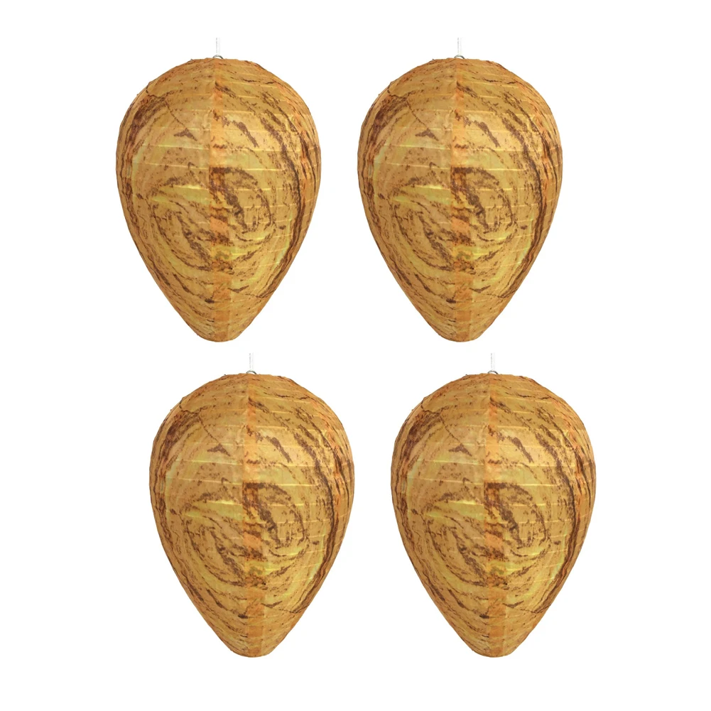 4pcs Paper Stainless Steel Hanging Fake Wasp Nest Paper Hornet Hive Bee Vortex Catching Trap Yellow 28*22 Cm
4pcs Paper Stainless Steel Hanging Fake Wasp Nest Paper Hornet Hive Bee Vortex Catching Trap Yellow 28*22 Cm