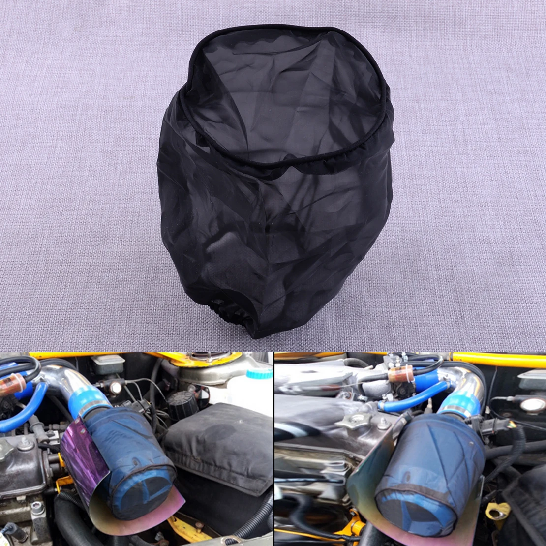

XH-UN069 Universal Car Black Engine Cold Air Intake Conical Cover Protector Mesh Dust-Proof Waterproof