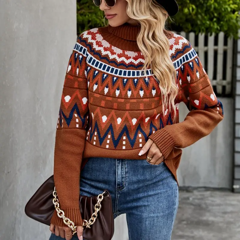 2023 New Vintage Turtleneck Stripe Spliced Contrast Knit Loose Women Sweater Winter Warm Pullover Casual Lady Jumper Sweaters
2023 New Vintage Turtleneck Stripe Spliced Contrast Knit Loose Women Sweater Winter Warm Pullover Casual Lady Jumper Sweaters