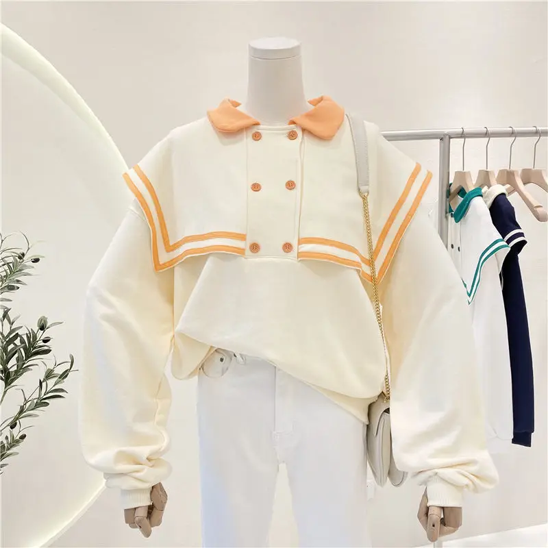 Women's Harajuku Sweatshirt, Jk School, Sailor Collar, Oversized Hoodies, Drop Shoulder, Fake 2 Pieces, Kawaii Pullover Autumn
Women's Harajuku Sweatshirt, Jk School, Sailor Collar, Oversized Hoodies, Drop Shoulder, Fake 2 Pieces, Kawaii Pullover Autumn