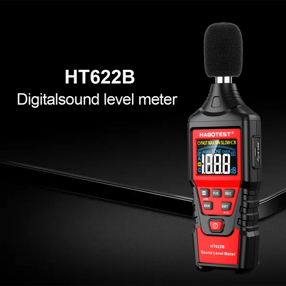 

Цифровой шумомер HT622, измеритель уровня звука, с функцией подключения данных USB, 30-130 дБ