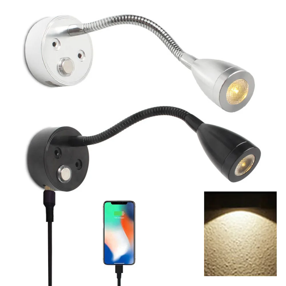 LED Reading Light DC12V 24V with Flexible Gooseneck Touch Dimmer Switch for Caravan Yacht Cabin with USB Charger Port
LED Reading Light DC12V 24V with Flexible Gooseneck Touch Dimmer Switch for Caravan Yacht Cabin with USB Charger Port