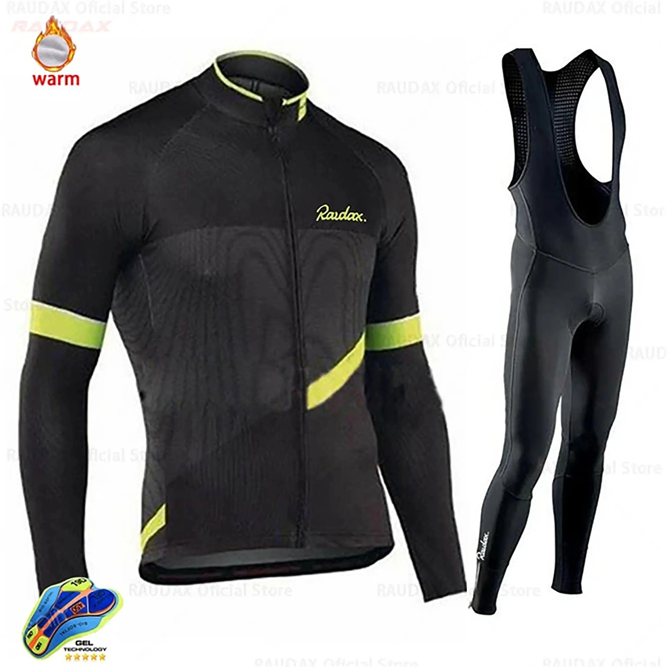 

2023 Our Team Raudax Cycling Jersey Set Road Bike Winter Cycling Clothing MTB Cycling Bib Pants Men Ropa Ciclismo Thermal Fleece