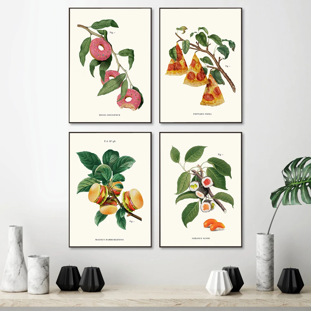 Kitchen Donut Macaron Pizza Sushi Burger Plant Posters Creative Canvas Painting and Prints Wall Art Pictures Home Decor Gifts
Kitchen Donut Macaron Pizza Sushi Burger Plant Posters Creative Canvas Painting and Prints Wall Art Pictures Home Decor Gifts