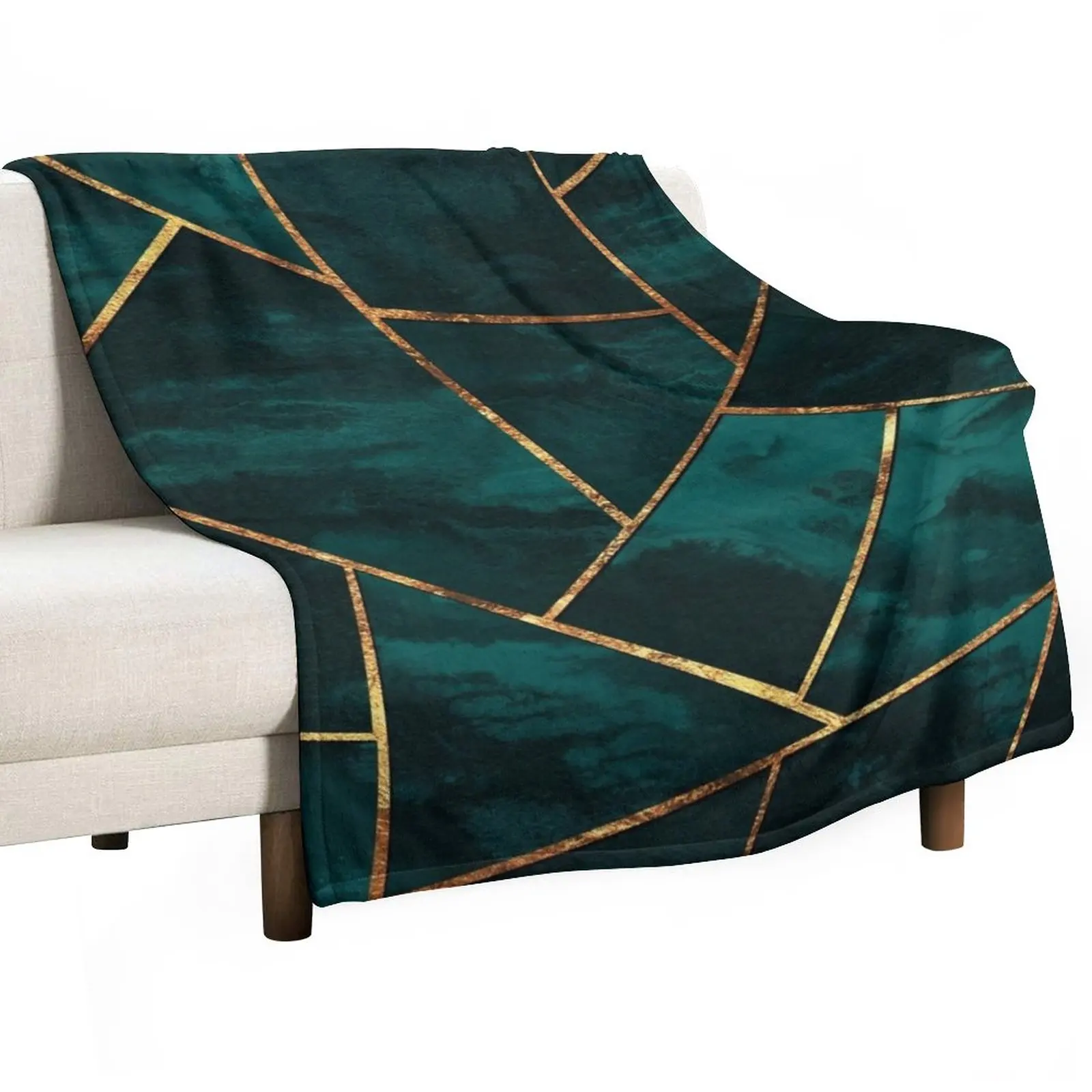 

Dark Teal Ink Copper Gold Geometric Glam #1 #geo #decor #art Throw Blanket Shaggy Blanket Sofa Quilt