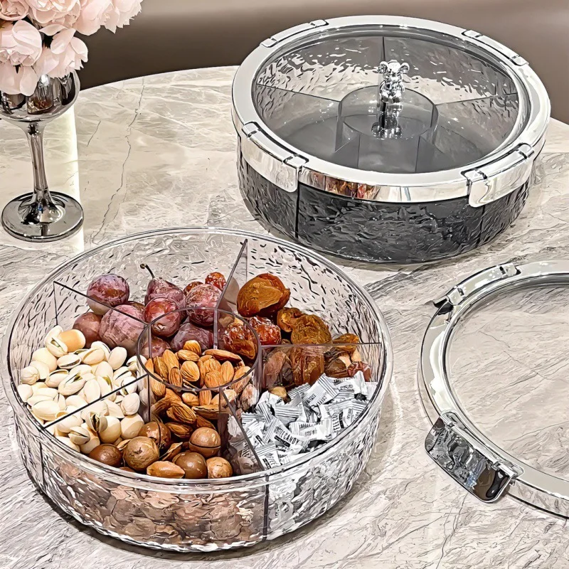 

Tray Serving Snack Fruit Divided Plate Box Appetizer Lid Candy Platter Compartment Storage Food Nut Dried Snacks Plastic Dish