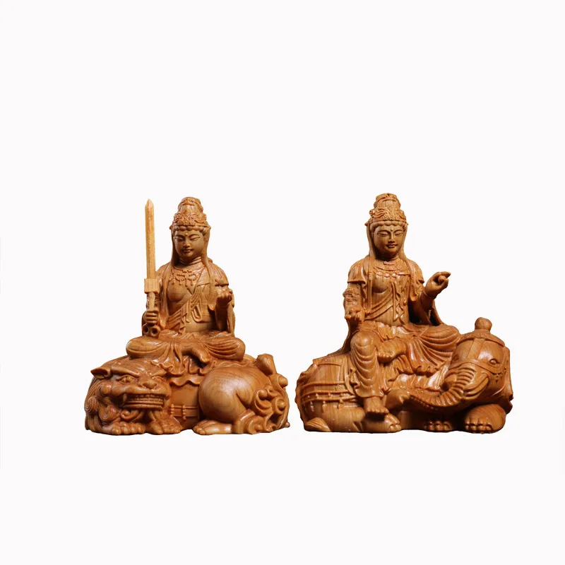 

Ручная резьба по дереву, статуя Самантабхадры из массива дерева, китайские буддийские фигурки, домашняя статуя фэн-шуй для гостиной, спальни