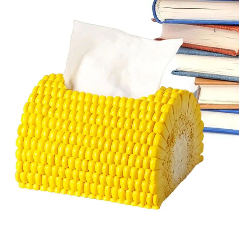 

Funny Tissue Box Cover Modern Creative Corn Paper Towel Holder Decorative Resin Ornament Wide Opening Bathroom Tissue Holder For