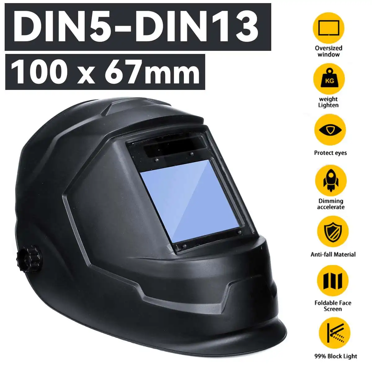 Solar Powered Auto Darkening Welding Helmet Adjustable Shade Range DIN 9-13/Rest DIN 4 Large View Area Arc Tig Mig Welder Mask
Solar Powered Auto Darkening Welding Helmet Adjustable Shade Range DIN 9-13/Rest DIN 4 Large View Area Arc Tig Mig Welder Mask