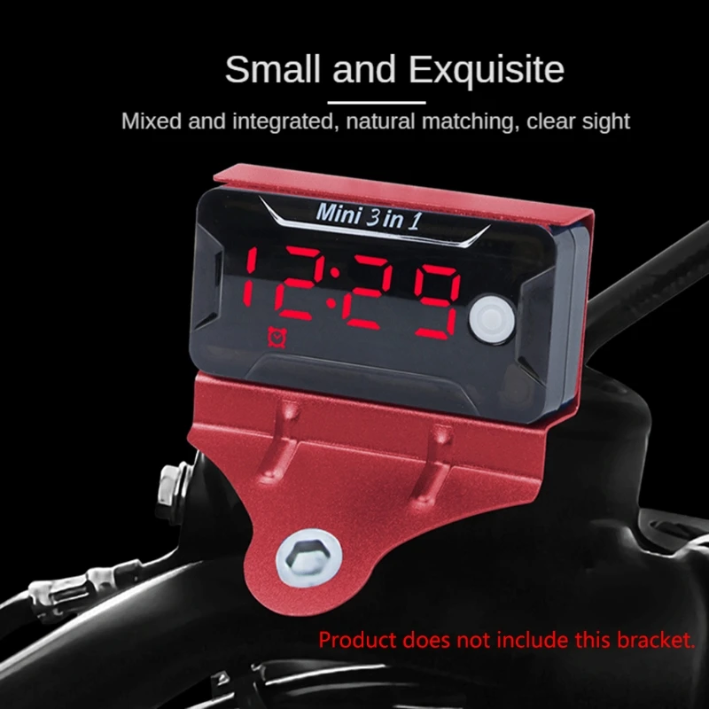 

Motorcycle Digital for Time Clock + Thermometer +Voltage Voltmeter 3 in 1 Waterproof Tester Moniter Gauge Dropship