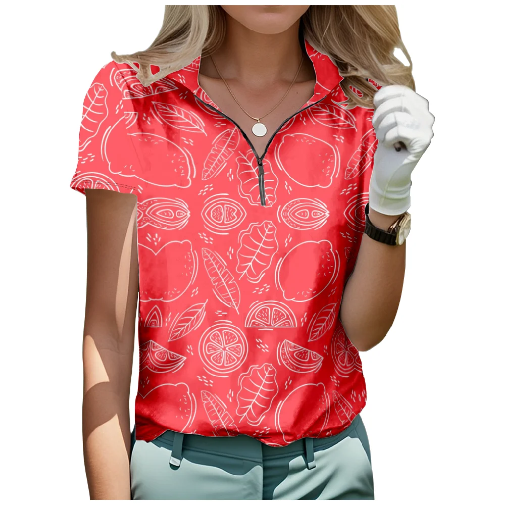 Рубашка для гольфа с коротким рукавом и принтом фруктов, дышащие быстросохнущие топы на молнии, модная уличная одежда, женская спортивная одежда
Рубашка для гольфа с коротким рукавом и принтом фруктов, дышащие быстросохнущие топы на молнии, модная уличная одежда, женская спортивная одежда