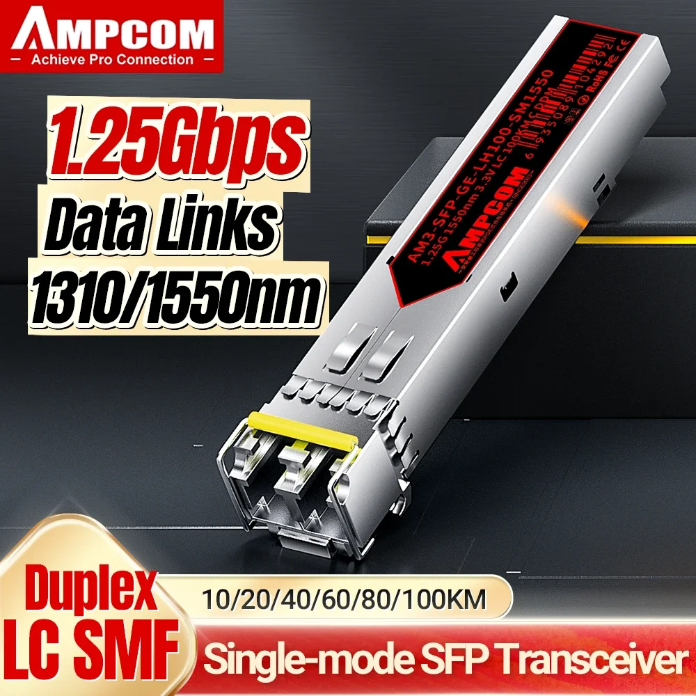 

AMPCOM LC SFP BIDI 1,25G 1310/1550nm(1550/1310nm) DDM 10 км/20 км/40 км/60 км/80 км/100 км волоконно-оптический модуль приемопередатчика