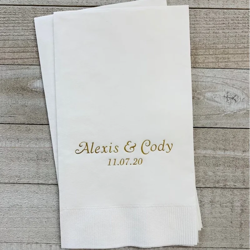 

50pcs Personalized Hand Guest Towels Paper Dinner Napkins Wedding Favors Hostess Gift Party Engagement Monogram Birthday Bar B