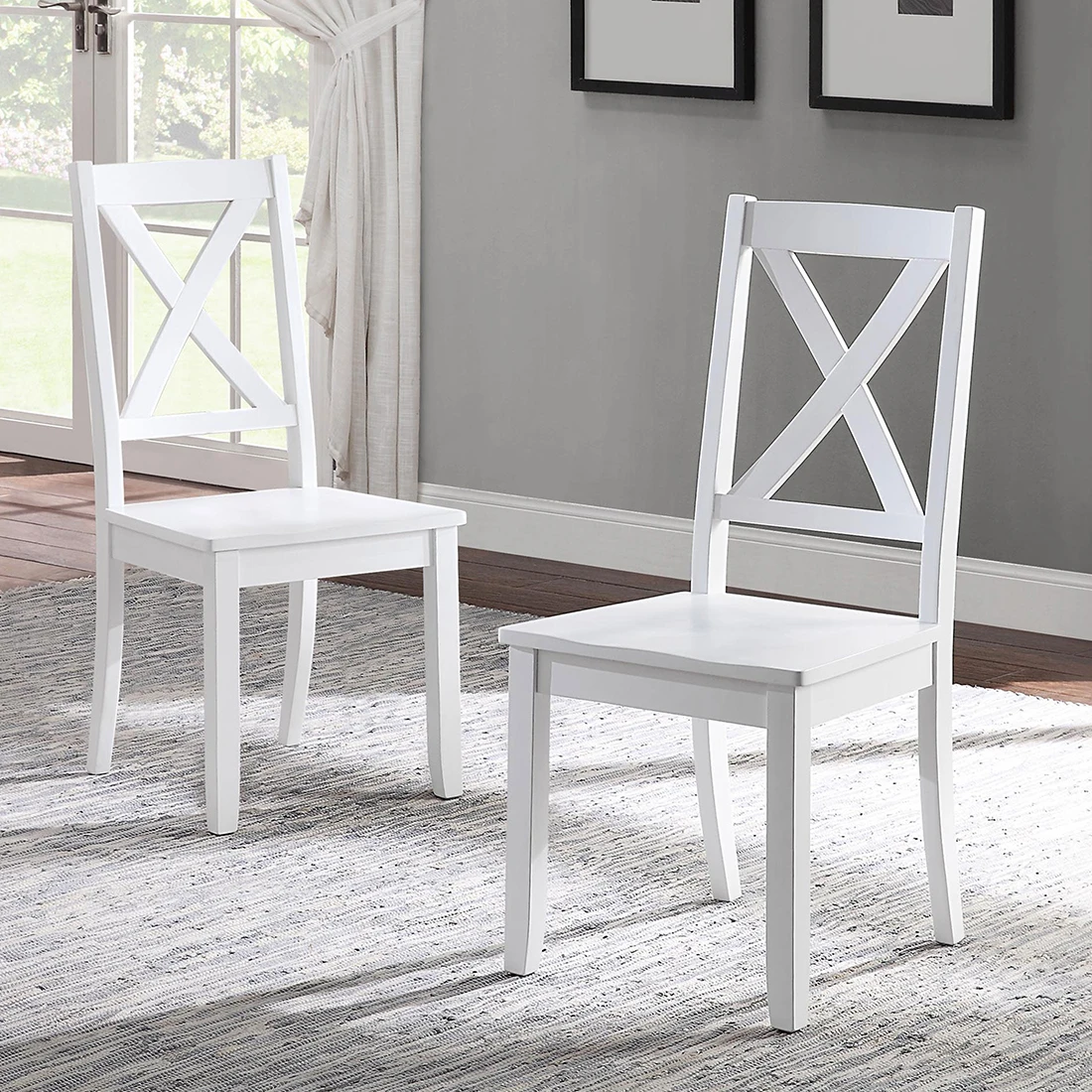 Dining Chairs Set of 2 Wood Dining Room Chair with Cross Back Kitchen Room Chair Side Chairs Natural Seat White Base 
Dining Chairs Set of 2 Wood Dining Room Chair with Cross Back Kitchen Room Chair Side Chairs Natural Seat White Base