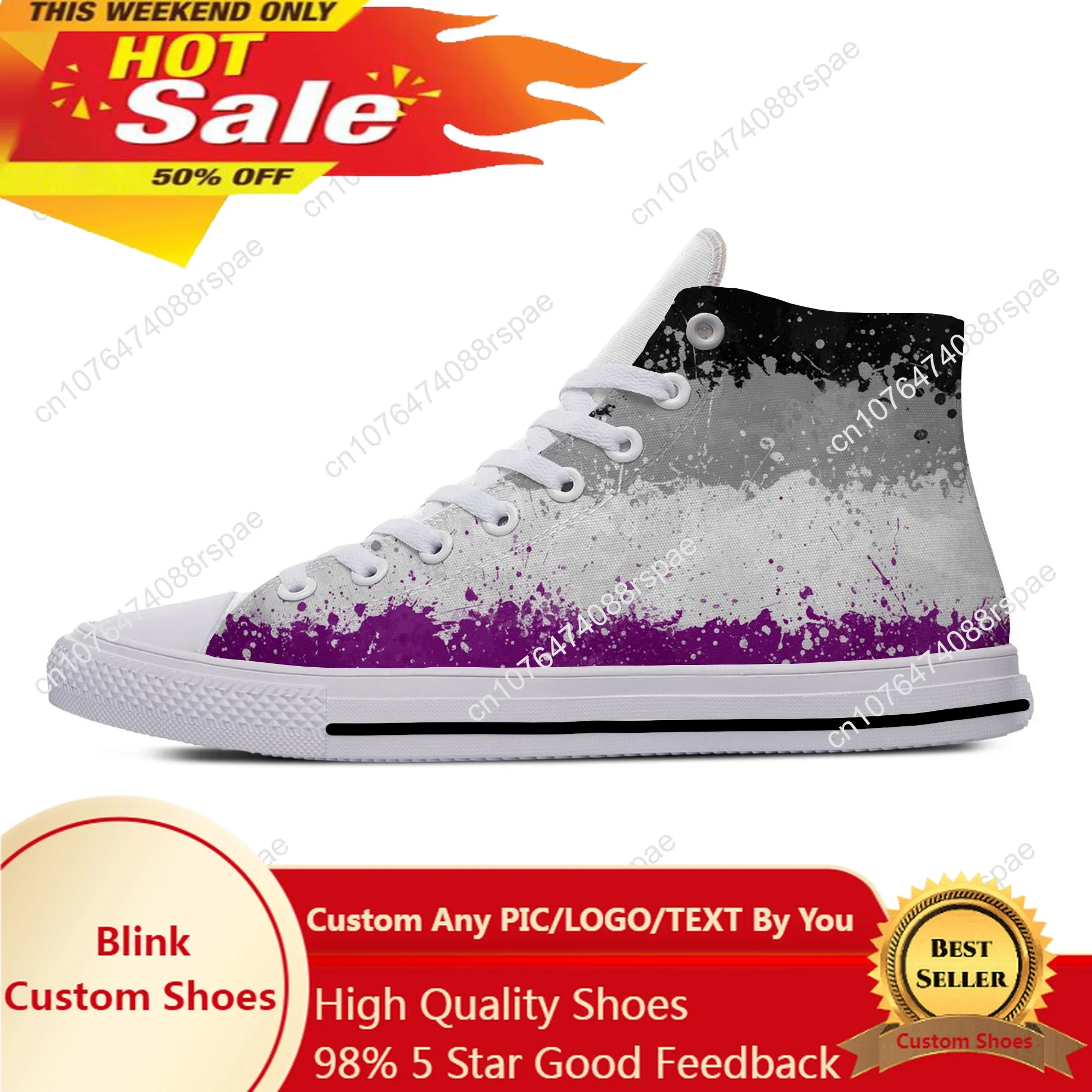 

Ace Aro Aromantic Asexual Asexuality Pride Flag Casual Cloth Shoes High Top Lightweight Breathable 3D Print Men Women Sneakers