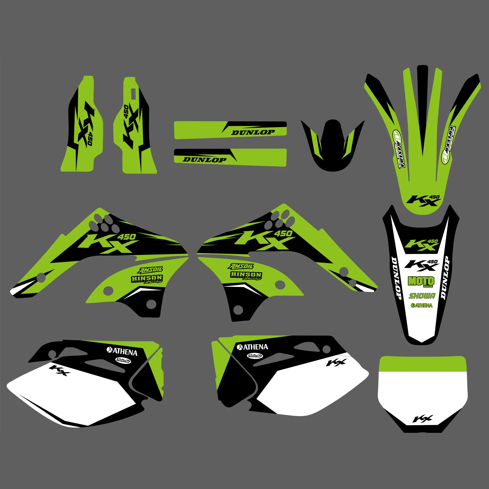 

Motorcycle NEW TEAM Graphics Background Sticker Decal Set For Kawasaki KXF450 KXF 450 KX450F KX 450F 2006 2007 2008 Customize