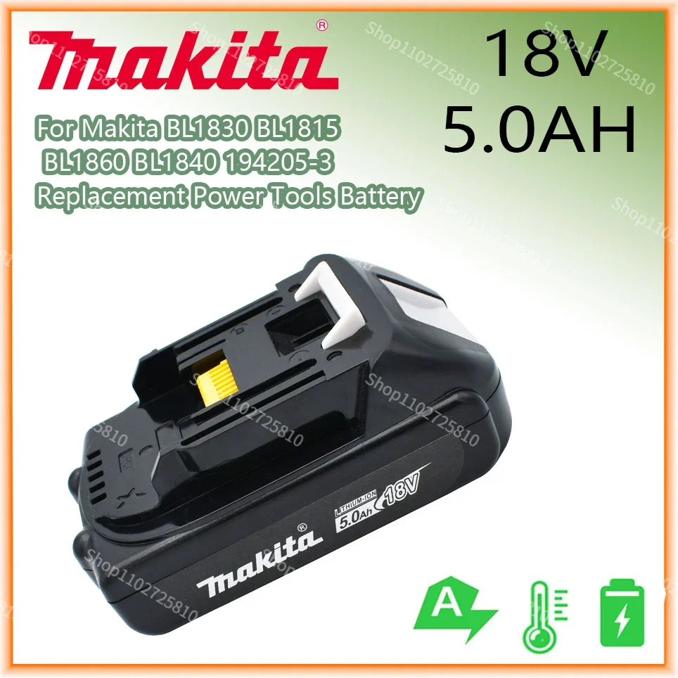 

Makita Rechargeable 18V 5.0Ah Li-Ion Battery For Makita BL1830 BL1815 BL1860 BL1840 194205-3 Replacement Power Tools Battery