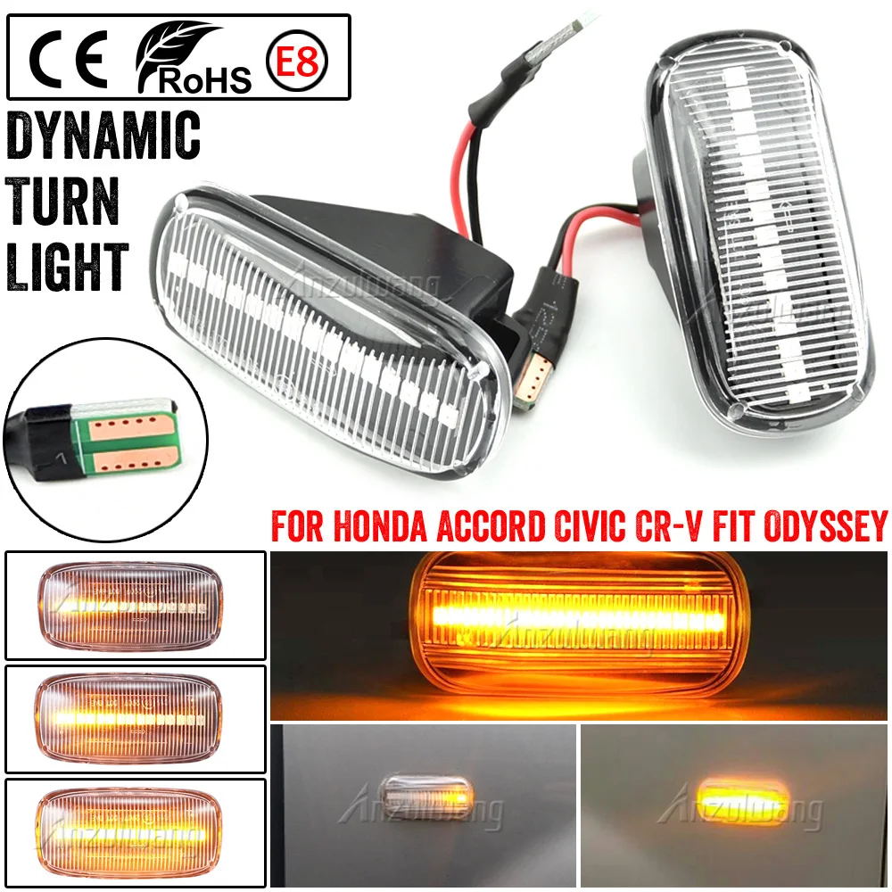 

2Pcs Dynamic LED Side Marker Light Turn Signal Blinker Lamp For City Jazz Fit HRV Stream S2000 AP1 AP2 Integra DC5 Civic Accord