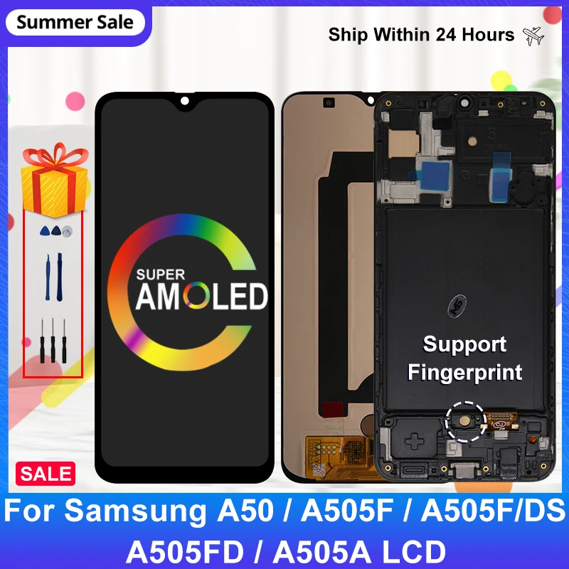 Super AMOLED для Samsung Galaxy A50 LCD SM-A505FN/DS A505F/DS A505 дисплей сенсорный экран дигитайзер Замена