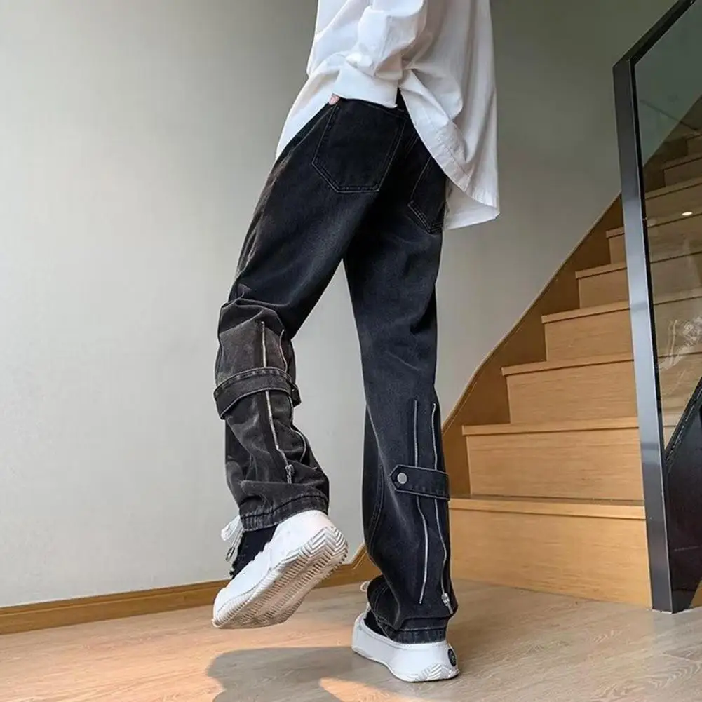 Men Spring Fall Trousers Vintage Wide Leg Men's Jeans with Zipper Decor Solid Color Pockets Streetwear Style Soft Colofast
Men Spring Fall Trousers Vintage Wide Leg Men's Jeans with Zipper Decor Solid Color Pockets Streetwear Style Soft Colofast