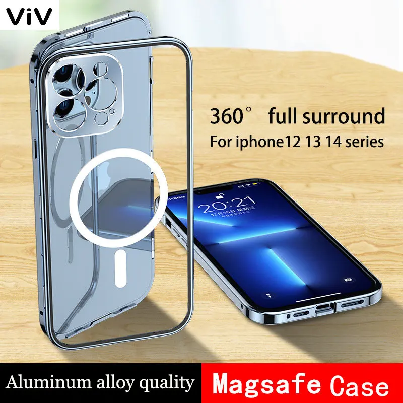 Магнитный чехол Magsafe для iPhone 14, 13, 12, 11 Pro Max, 360 °, полностью закрытый защитный чехол из алюминиевого сплава и стекла для беспроводной зарядки
Магнитный чехол Magsafe для iPhone 14, 13, 12, 11 Pro Max, 360 °, полностью закрытый защитный чехол из алюминиевого сплава и стекла для беспроводной зарядки