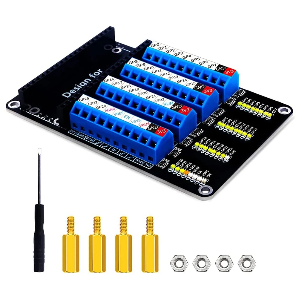 Screw Terminal Expansion Board,Screw Terminal Block Breakout Module Board with LED for Raspberry Pi Pico
Screw Terminal Expansion Board,Screw Terminal Block Breakout Module Board with LED for Raspberry Pi Pico
