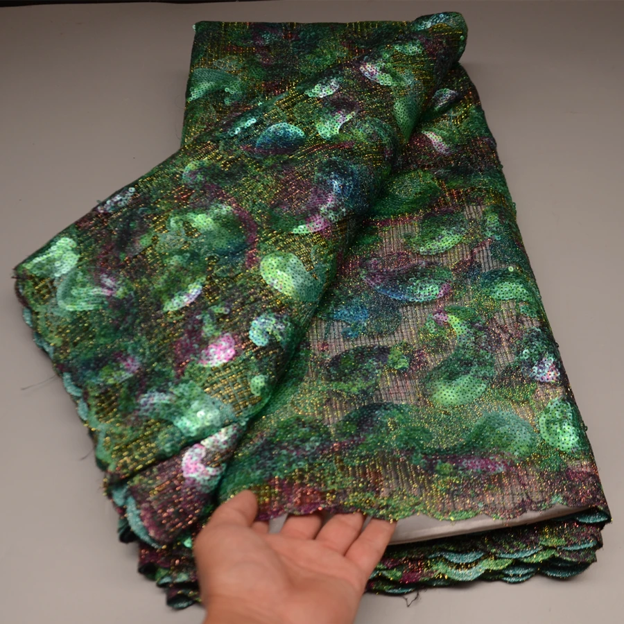 African Lace Fabric High Quality Sequins Organza Lace For Ladies Dress Material 5 Yards
African Lace Fabric High Quality Sequins Organza Lace For Ladies Dress Material 5 Yards