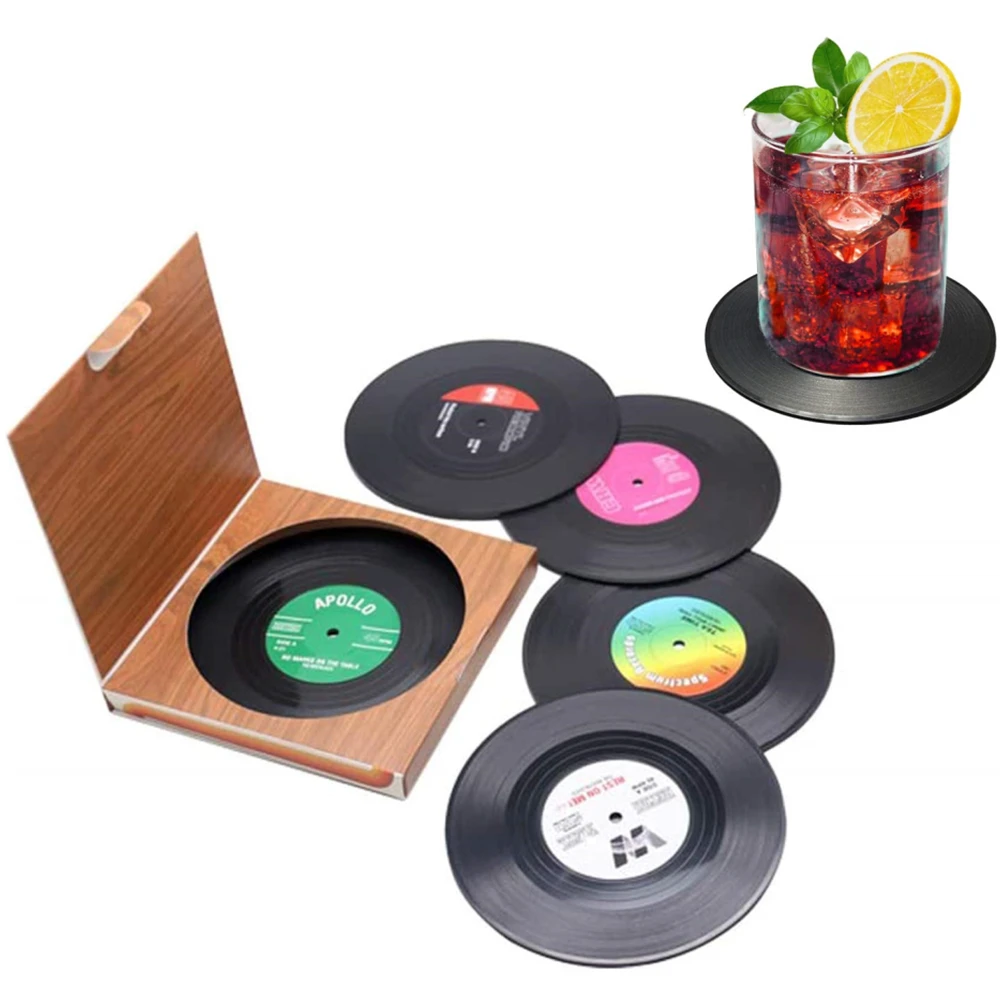 6PCS Set Retro Record Coasters For Drinks Funny Novelty Round Music Vinyl Disk Coaster Mats Cup Desktop Placemats Mug Home Decor 
6PCS Set Retro Record Coasters For Drinks Funny Novelty Round Music Vinyl Disk Coaster Mats Cup Desktop Placemats Mug Home Decor