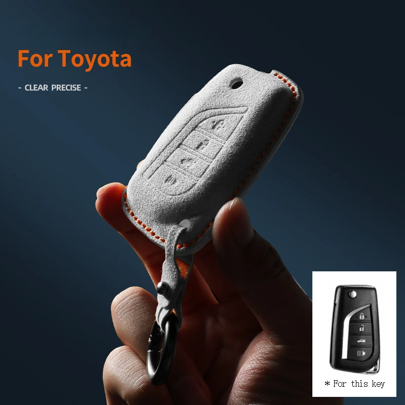 

Car Key Case for Toyota Corolla Verso Aygo Scion Camry Prius C-HR Levin Reiz Hilux Auris Yaris Suede 2/4 Buttons Suede Keychain