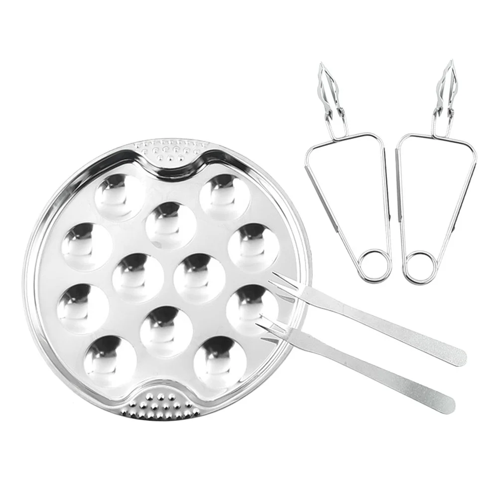 Of Stainless Steel Escargot Dish Heat Resistant Snail Baking Plate With Clamp French Baked Snail Plate And Snail Fork
Of Stainless Steel Escargot Dish Heat Resistant Snail Baking Plate With Clamp French Baked Snail Plate And Snail Fork