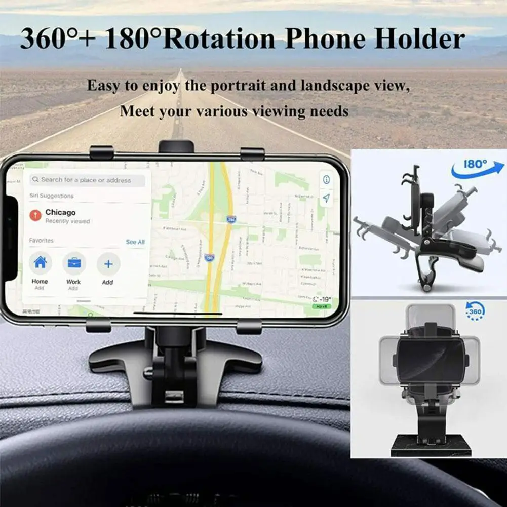 

Car Dashboard Phone Holder Mobile Phone Stand Rotatable Sun Clips Car Mount Mirror Smartphone Bracket Visor Support Bracket J1L4