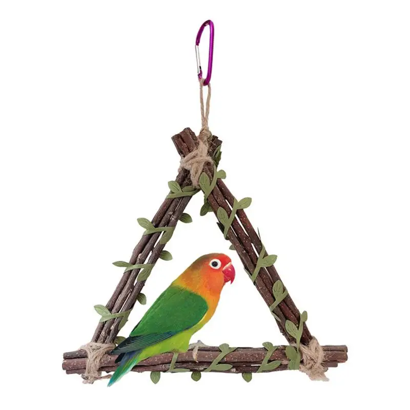 

Pet bird Perch Wooden Toys 1PCS interactive reusable Wooden Bird Swings Toy eco friendly Hanging Parrot Toys for Cockatiels