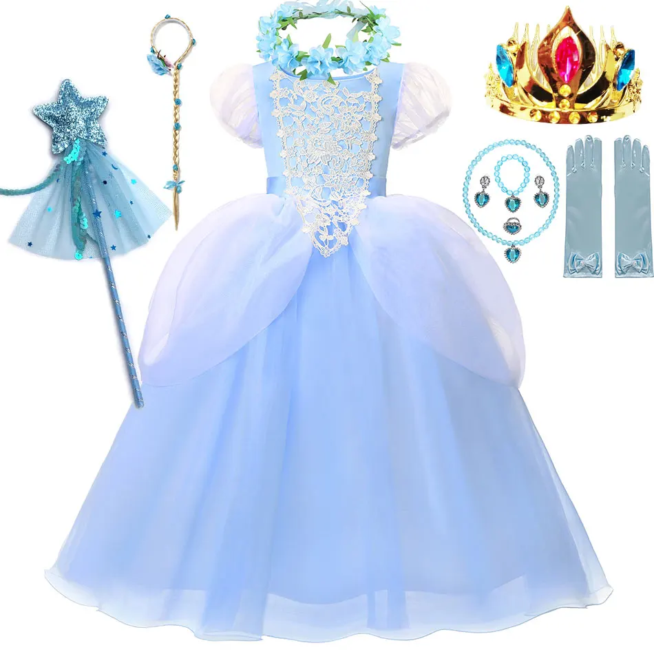 Disney Princess Cinderella Dress Girl's Elegant Blue Dresses Party Carnival Outfit Flower Dress Up Kid Girl Fantasia New Costume
Disney Princess Cinderella Dress Girl's Elegant Blue Dresses Party Carnival Outfit Flower Dress Up Kid Girl Fantasia New Costume