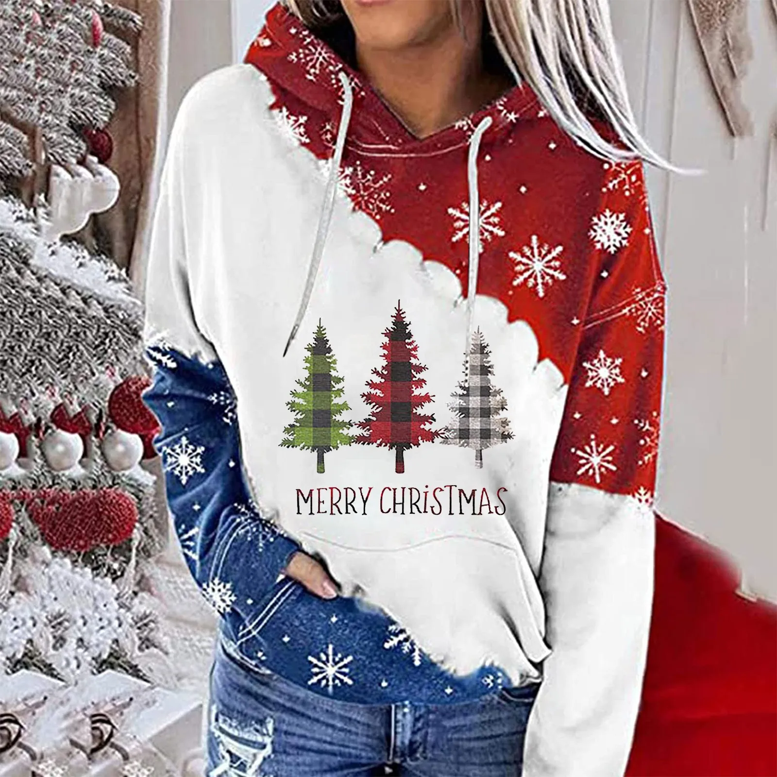 Women'S Christmas Printed Color Block Hooded Long Sleeve Pullover Casual Sweatshirt Women's Sweatshirts Sweatshirt Hoodie Women
Women'S Christmas Printed Color Block Hooded Long Sleeve Pullover Casual Sweatshirt Women's Sweatshirts Sweatshirt Hoodie Women