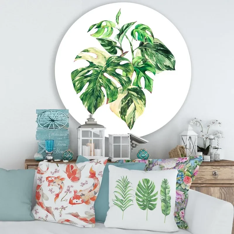 'Tropical Green Leaves On White In Summer Times I' Tropical Circle Metal Wall Art 36x36 - Disc of 36
'Tropical Green Leaves On White In Summer Times I' Tropical Circle Metal Wall Art 36x36 - Disc of 36
