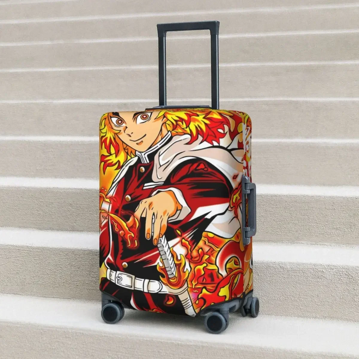 

2024 Anime Suitcase Cover Rengoku Kyojuro Flight Travel Useful Luggage Accesories Protector