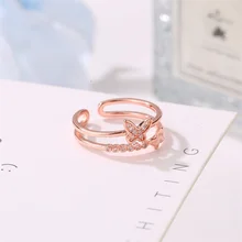 Female Trendy Rose Gold Inlay Rhinestone Opening Adjustable Ring Jewelry For Wedding New Fashion Double Layer Butterfly Ring
Female Trendy Rose Gold Inlay Rhinestone Opening Adjustable Ring Jewelry For Wedding New Fashion Double Layer Butterfly Ring