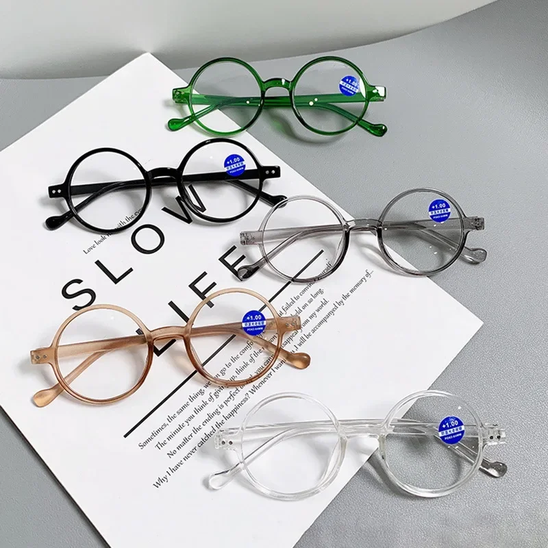 

Пресбиопические очки для чтения, круглые оптические очки, ультратонкие очки для мужчин и женщин, защита от излучения, блокировка излучения, очки для ухода за компьютерным зрением