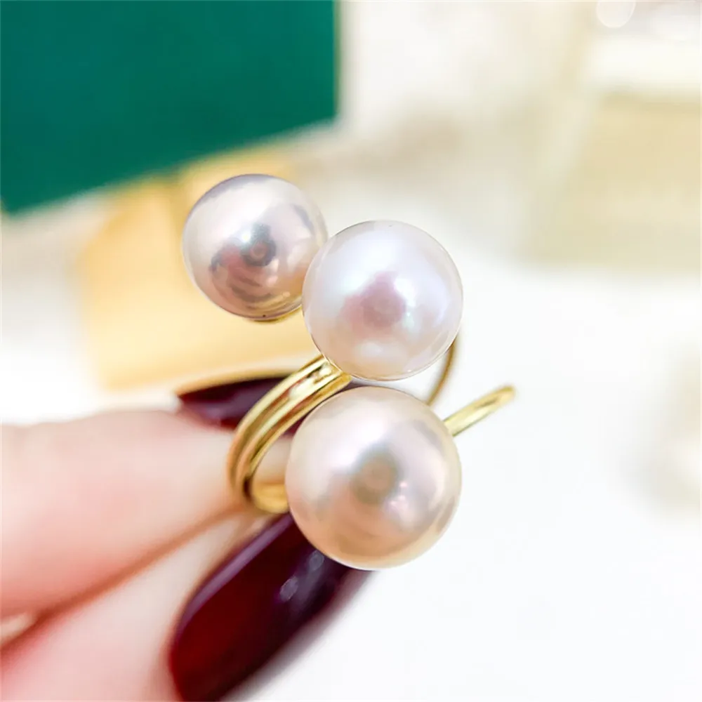 DIY Pearl Accessories S925 Sterling Silver Ring Empty Holder Fashion Gold Silver Jewelry Holder with 7-8mm Beads
DIY Pearl Accessories S925 Sterling Silver Ring Empty Holder Fashion Gold Silver Jewelry Holder with 7-8mm Beads