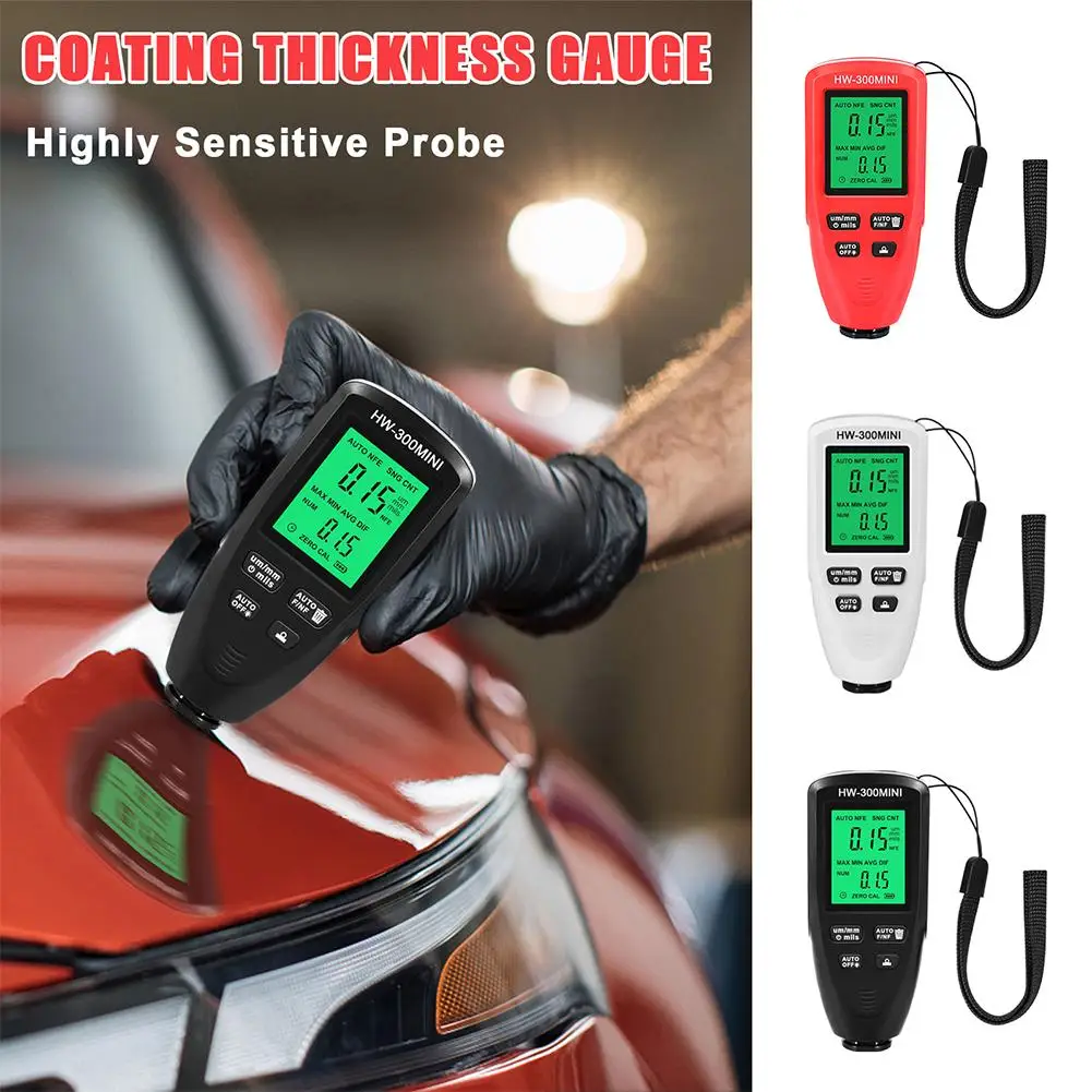 

1pcs HW300-mini Automobile Thickness Gauge Car Paint Tester 0um-2000um Thickness Coating Meter For Fe/nfe