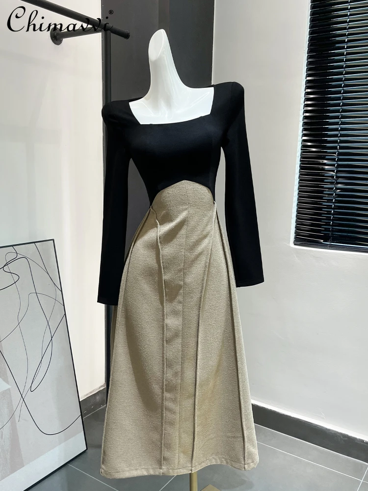 French Retro Patchwork Women's Long Dress 2023 Autumn Hepburn Style Long Sleeve High Waist Square Collar Fashion A- Line Dress
French Retro Patchwork Women's Long Dress 2023 Autumn Hepburn Style Long Sleeve High Waist Square Collar Fashion A- Line Dress