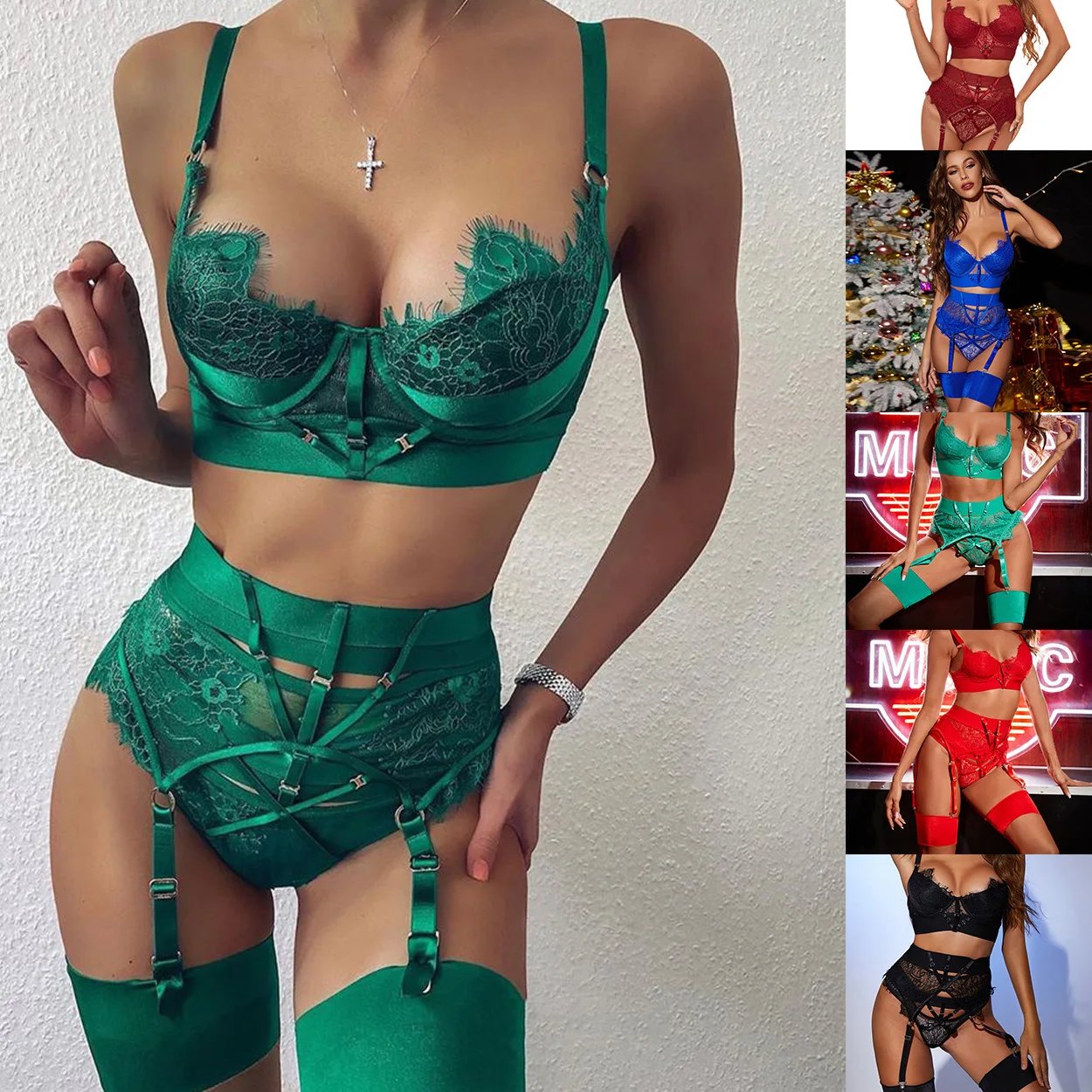 CHUANGERM Fashion Lingerie Sexy Bra Women's Underwear Set Lace Bandage Lingerie Set Sexy Push Up 3 Piece Set Erotic Lingerie
CHUANGERM Fashion Lingerie Sexy Bra Women's Underwear Set Lace Bandage Lingerie Set Sexy Push Up 3 Piece Set Erotic Lingerie