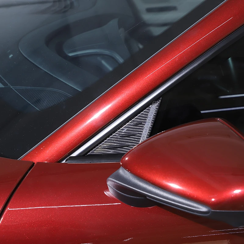 

For Porsche Taycan 2019-2022 Real Carbon Fiber Car A Pillar Rearview Mirror Side Triangle Spoiler Trim Cover Car Accessories