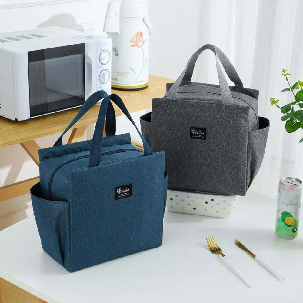 

Insulation Package Solid Color Outdoor Tote Canvas Lunch Bag Food Hand Bags Waterproof Lunch Bag Thermal Breakfast Organizer